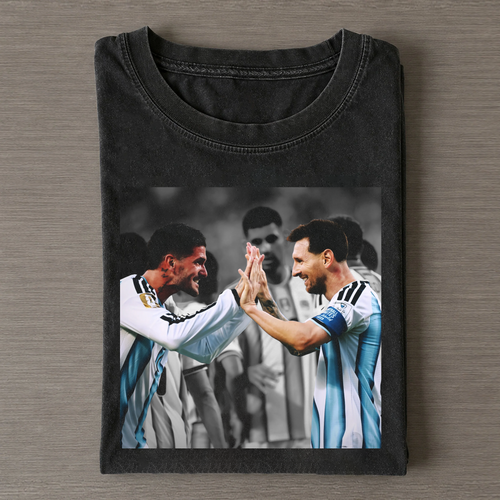 Messi & De Paul High Five Vintage Washed Tee