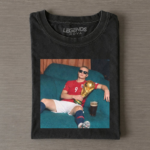 Lounging Haaland Norway Funny Vintage Tee